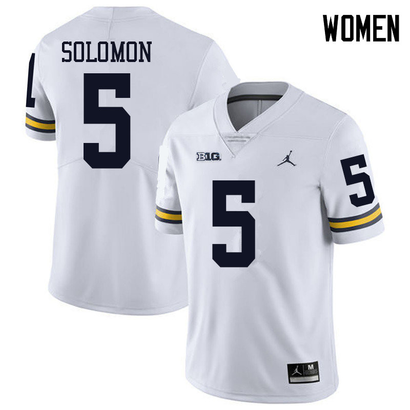 Jordan Brand Women #5 Aubrey Solomon Michigan Wolverines College Football Jerseys Sale-White